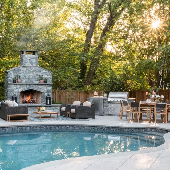 Pool Design, Outdoor Fireplace