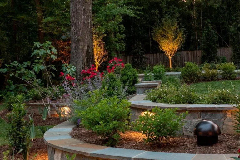 natural landscaping with retaining walls