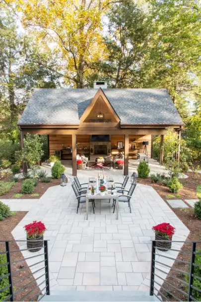 Patio and outdoor fireplace in Ashburn, Virginia
